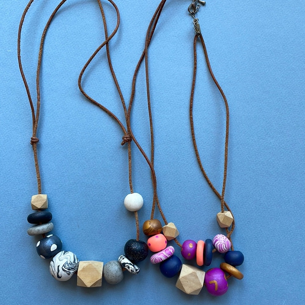 Set of 2 Polymer Clay Necklaces.